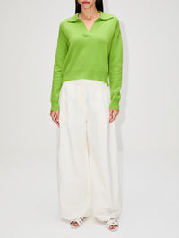 Johnny Collar Sweater,ORGANIC,OFF WHITE,Image 5