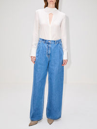 Keyhole Cut Out Blouse,FERRAGAMO,MASCARPONE,Image 2