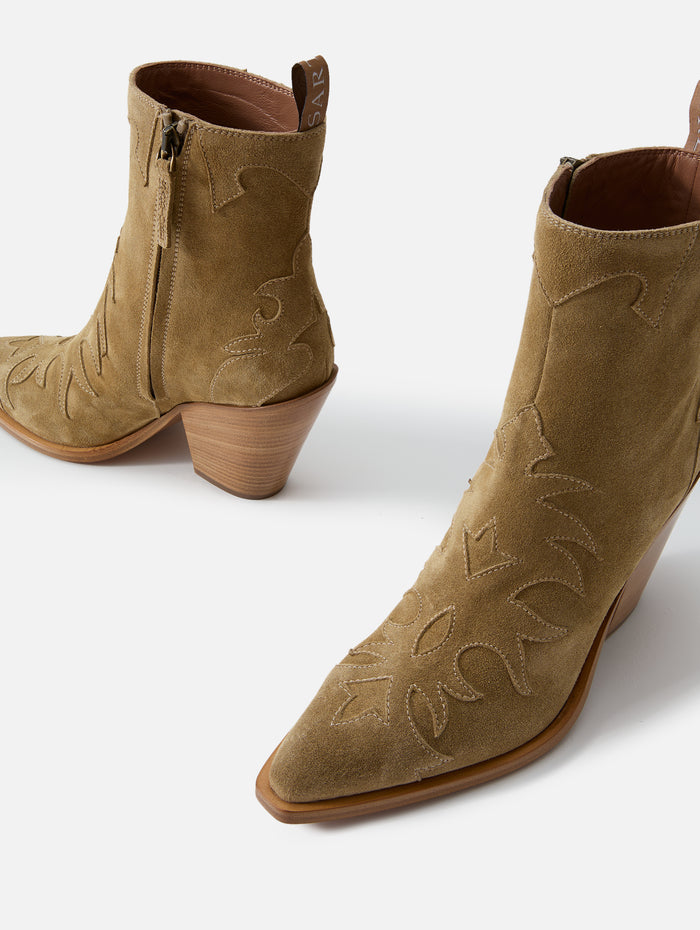 Sensory Heeled Western Bootie,SARTORE,FANGO,Image 1