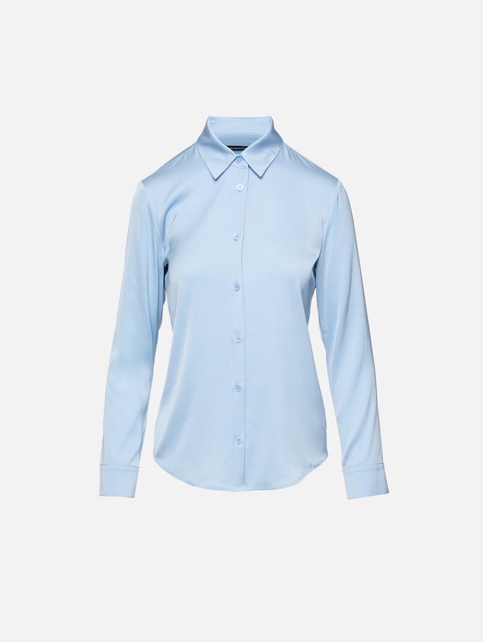 Summer Silk Blouse,ELYSEWALKER LABEL,SKY BLUE,Image 1