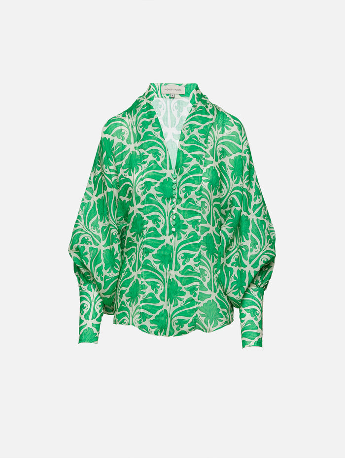 El Centro Blouse,ANDRES OTALORA,GREEN/IVORY,Image 1