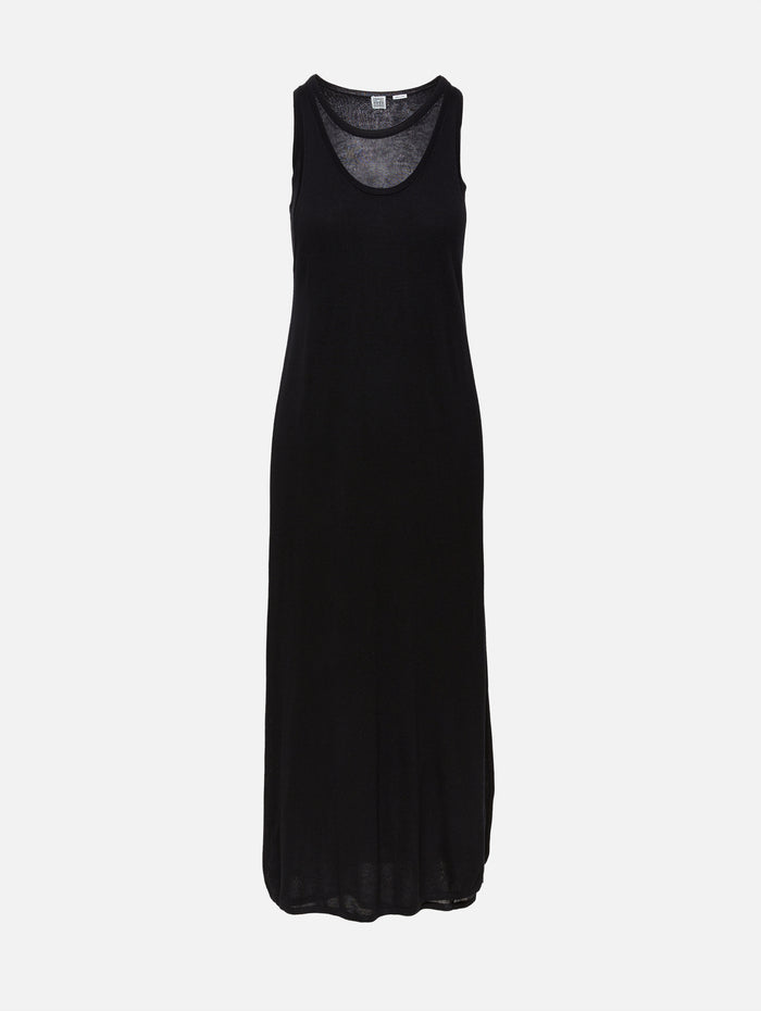 Layered Knit Tank Dress,TOTÉME,BLACK,Image 1