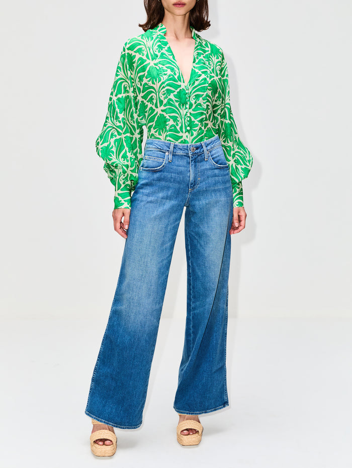 El Centro Blouse,ANDRES OTALORA,GREEN/IVORY,Image 1