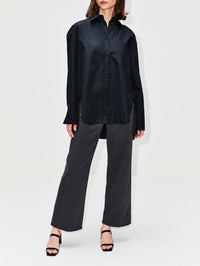 Edie Pleated Oversized Shirt,CALLAS MILANO,BLACK,Image 2