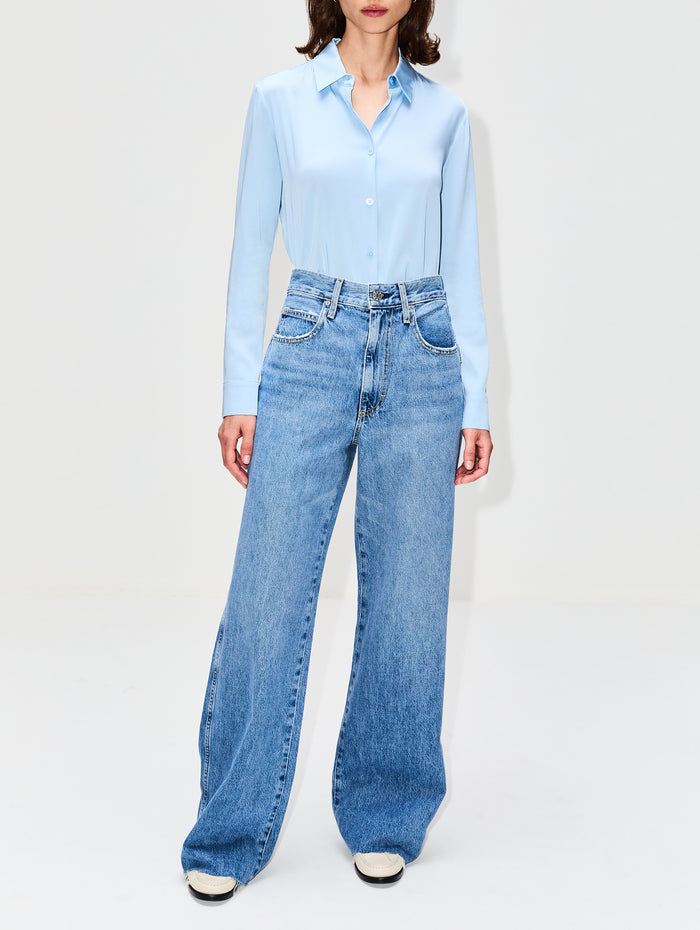 Summer Silk Blouse,ELYSEWALKER LABEL,SKY BLUE,Image 1