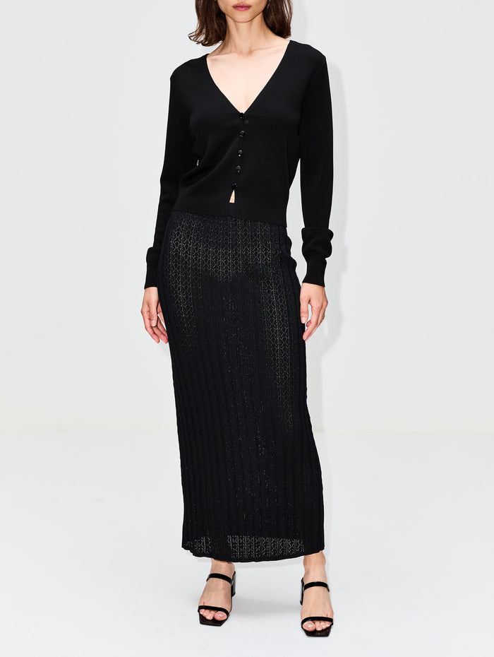 Dera Long Skirt,LOULOU DE SAISON,BLACK,Image 1