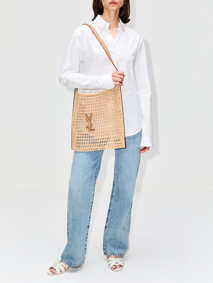Raffia Crochet Shoulder Bag,SAINT LAURENT,NATURAL,Image 1