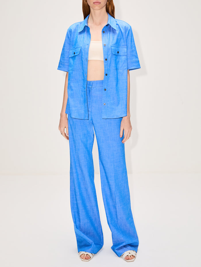 Vesper Short Sleeve Shirt,CALLAS MILANO,BRIGHT INDIGO,Image 1