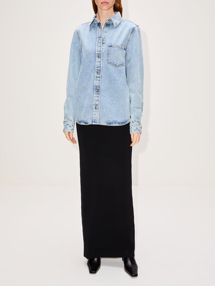 Petite Denim Shirt,TOTÉME,COOL BLUE,Image 1