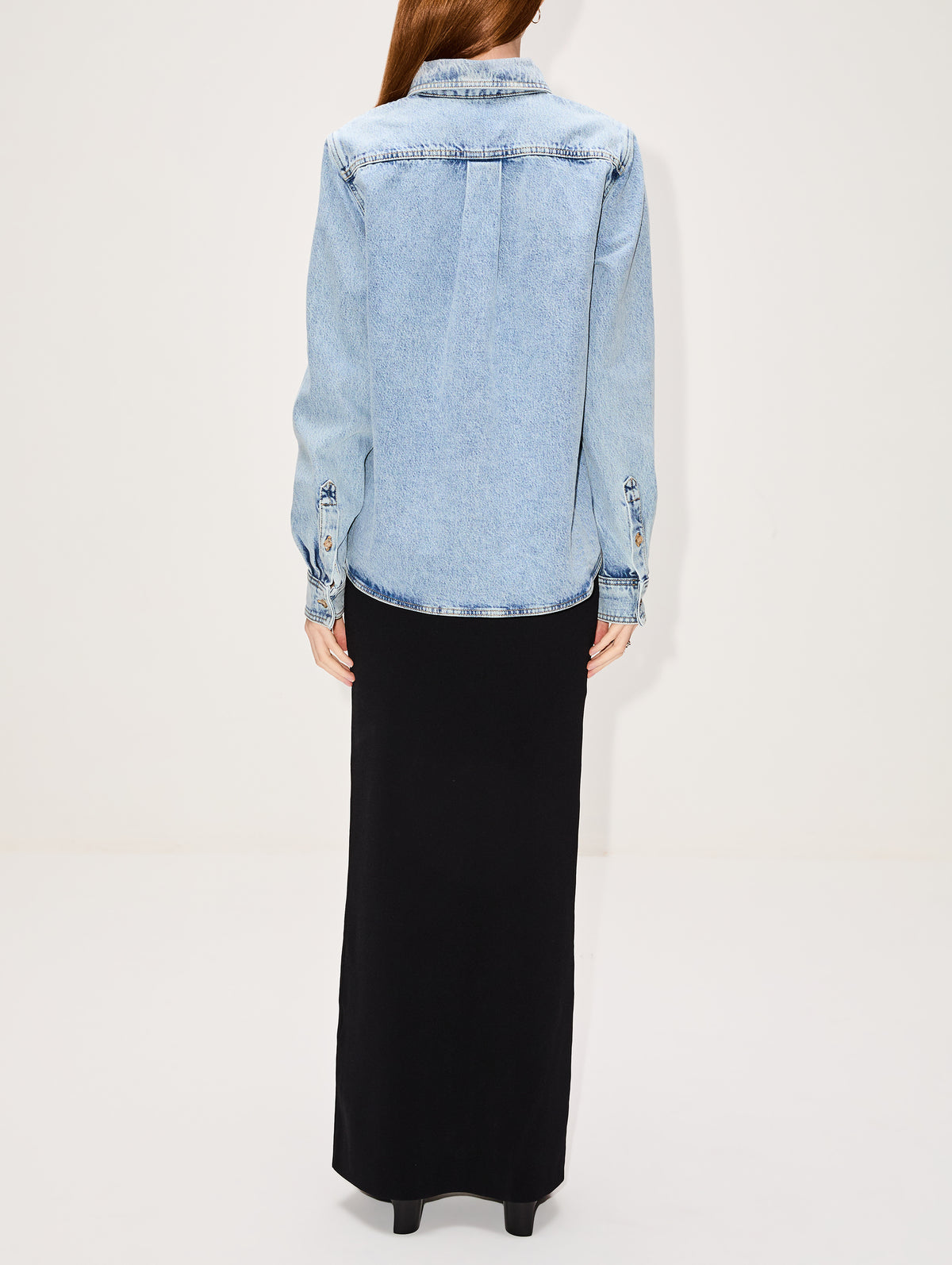 Petite Denim Shirt,TOTÉME,COOL BLUE,Image 3