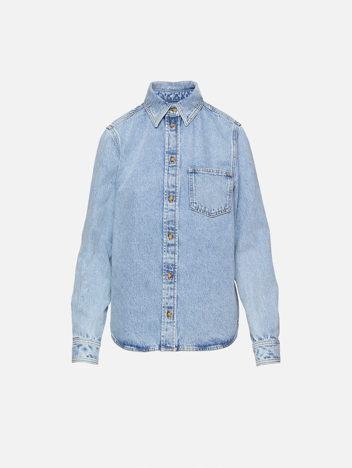 Petite Denim Shirt,TOTÉME,COOL BLUE,Image 1