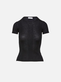 Isolde Slim Crewneck Top,SABLYN,BLACK,Image 4