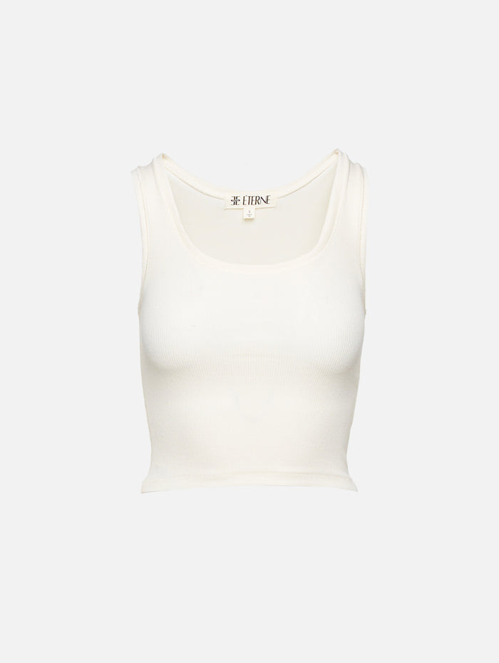 Square Neck Tank,ÉTERNE,CREAM,Image 1
