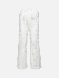 Monogram Cotton PJ Bottom,TOTÉME,WHITE/BLACK,Image 1