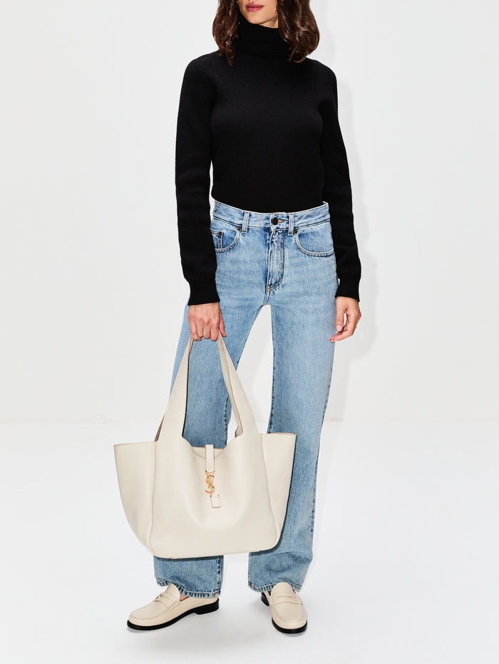 Bea Supple Cabas Bag,SAINT LAURENT,BLANC VINTAGE/DARK BEIGE,Image 1