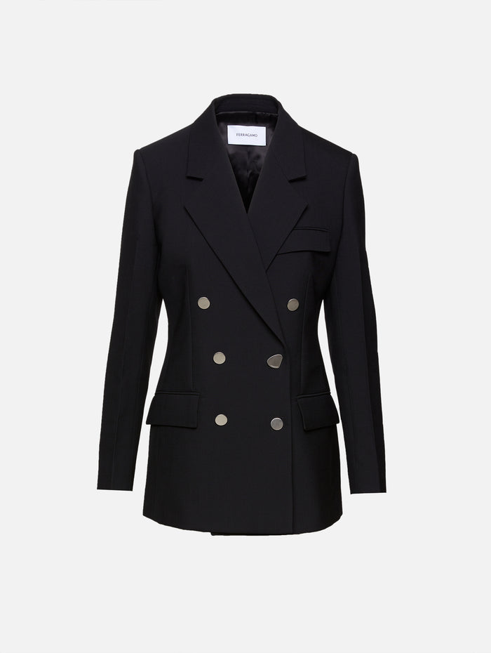 Giacca Double Breasted Blazer,FERRAGAMO,NERO,Image 1