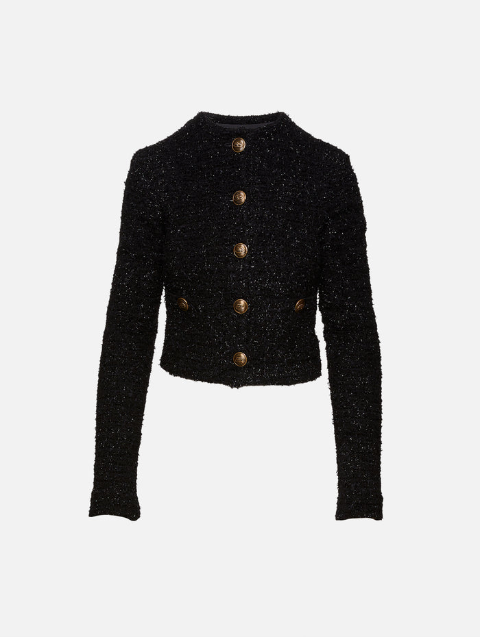 Cropped Cardigan,BALENCIAGA,BLACK,Image 1