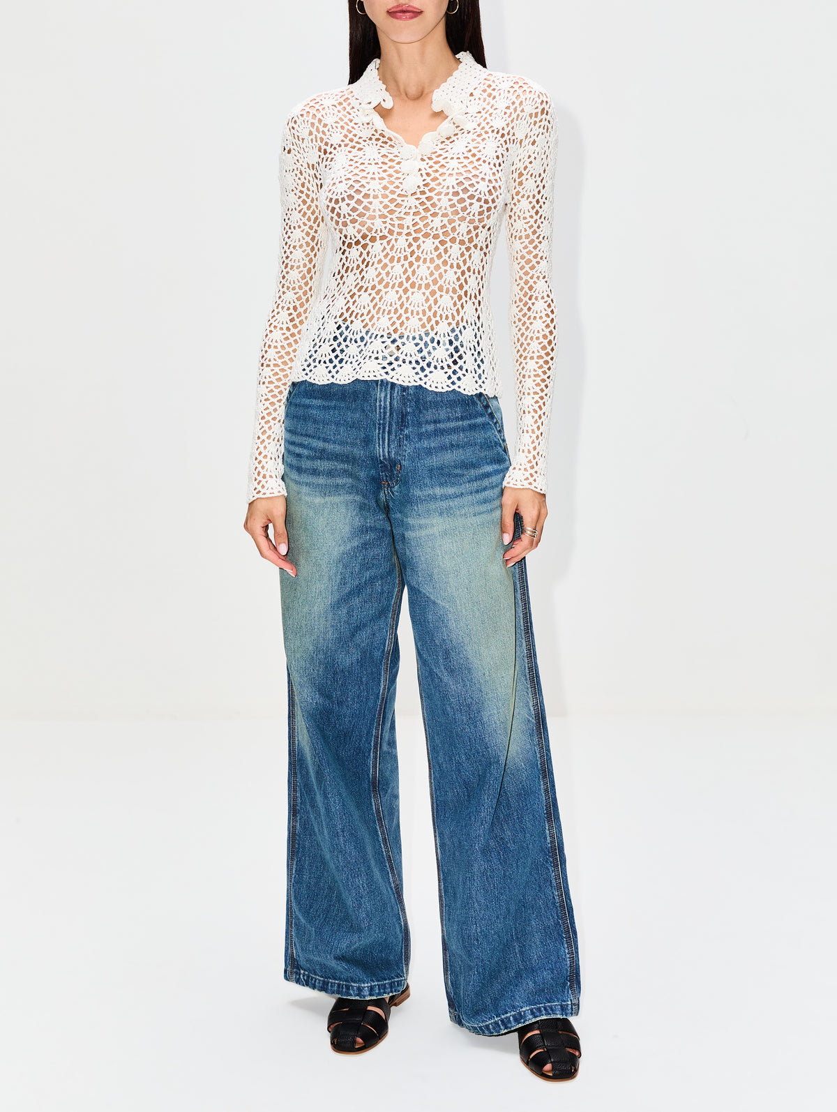 Crochet Top,PARIS GEORGIA,CREAM,Image 2