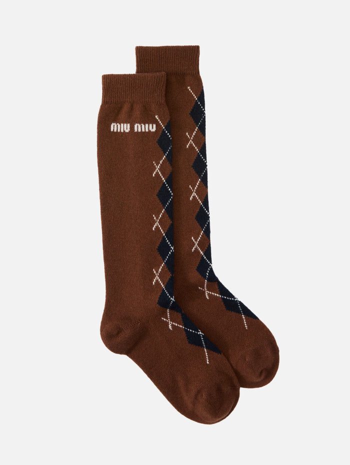 Argyle Socks,MIU MIU,TOBACCO,Image 1