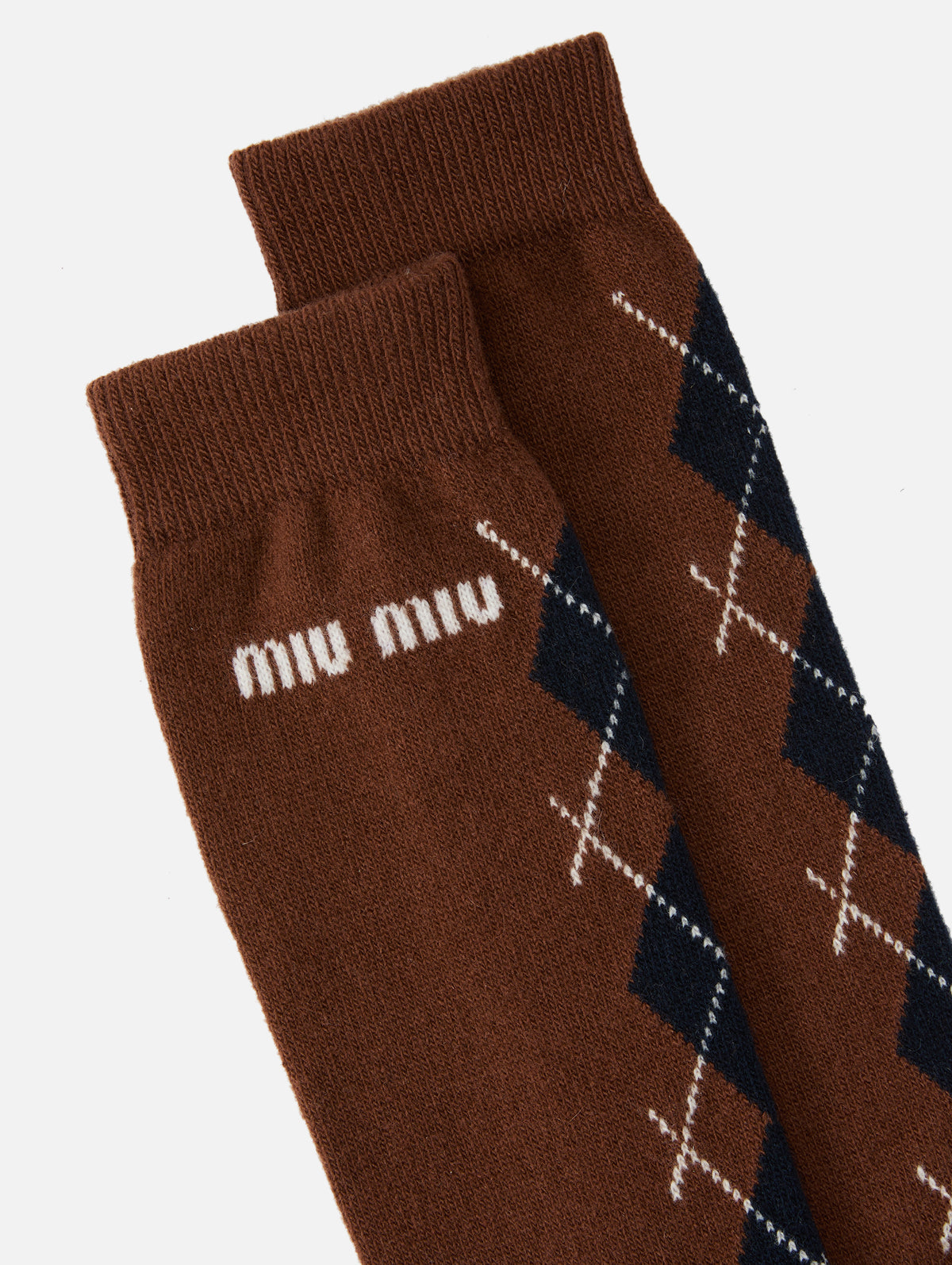 Argyle Socks,MIU MIU,TOBACCO,Image 4