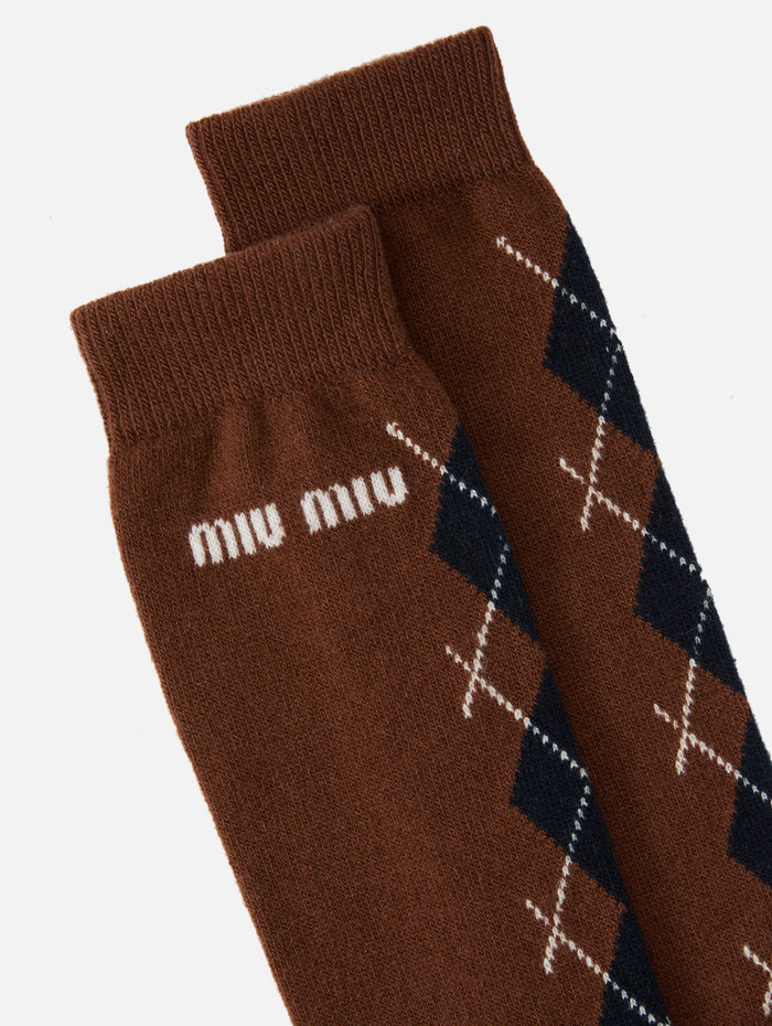 Argyle Socks,MIU MIU,TOBACCO,Image 1