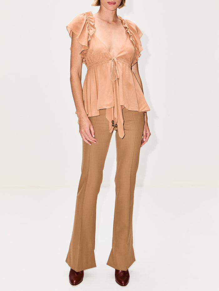Flare Trouser,CHLOÉ,COCONUT BROWN,Image 1