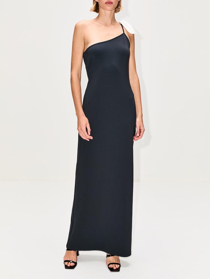 Ribbon Scuba Maxi Dress,ZEYNEP ARCAY,ANTRASIT,Image 1
