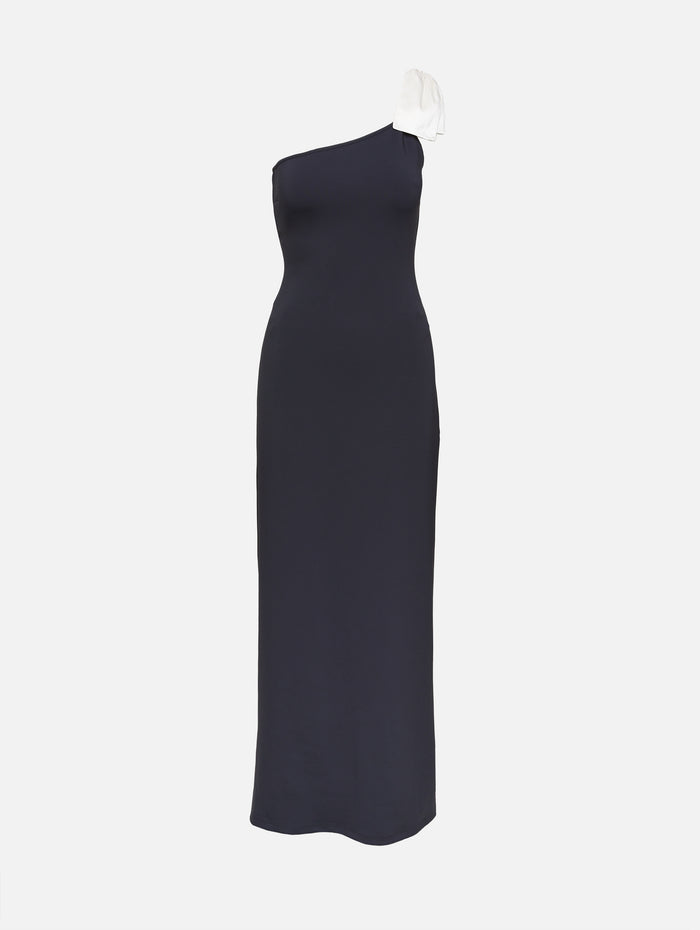 Ribbon Scuba Maxi Dress,ZEYNEP ARCAY,ANTRASIT,Image 1