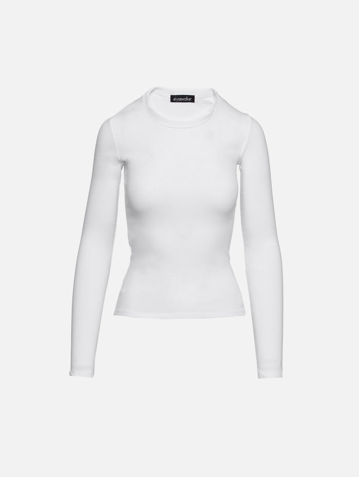 Crawford Long Sleeve Top,ELYSEWALKER LABEL,WHITE,Image 1