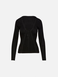 Rouleau Reversible Tie Knit Top,ST AGNI,BLACK,Image 1