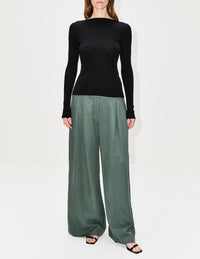 Rouleau Reversible Tie Knit Top,ST AGNI,BLACK,Image 2