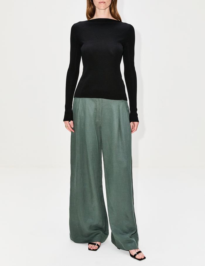 Rouleau Reversible Tie Knit Top,ST AGNI,BLACK,Image 1