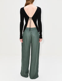 Rouleau Reversible Tie Knit Top,ST AGNI,BLACK,Image 3