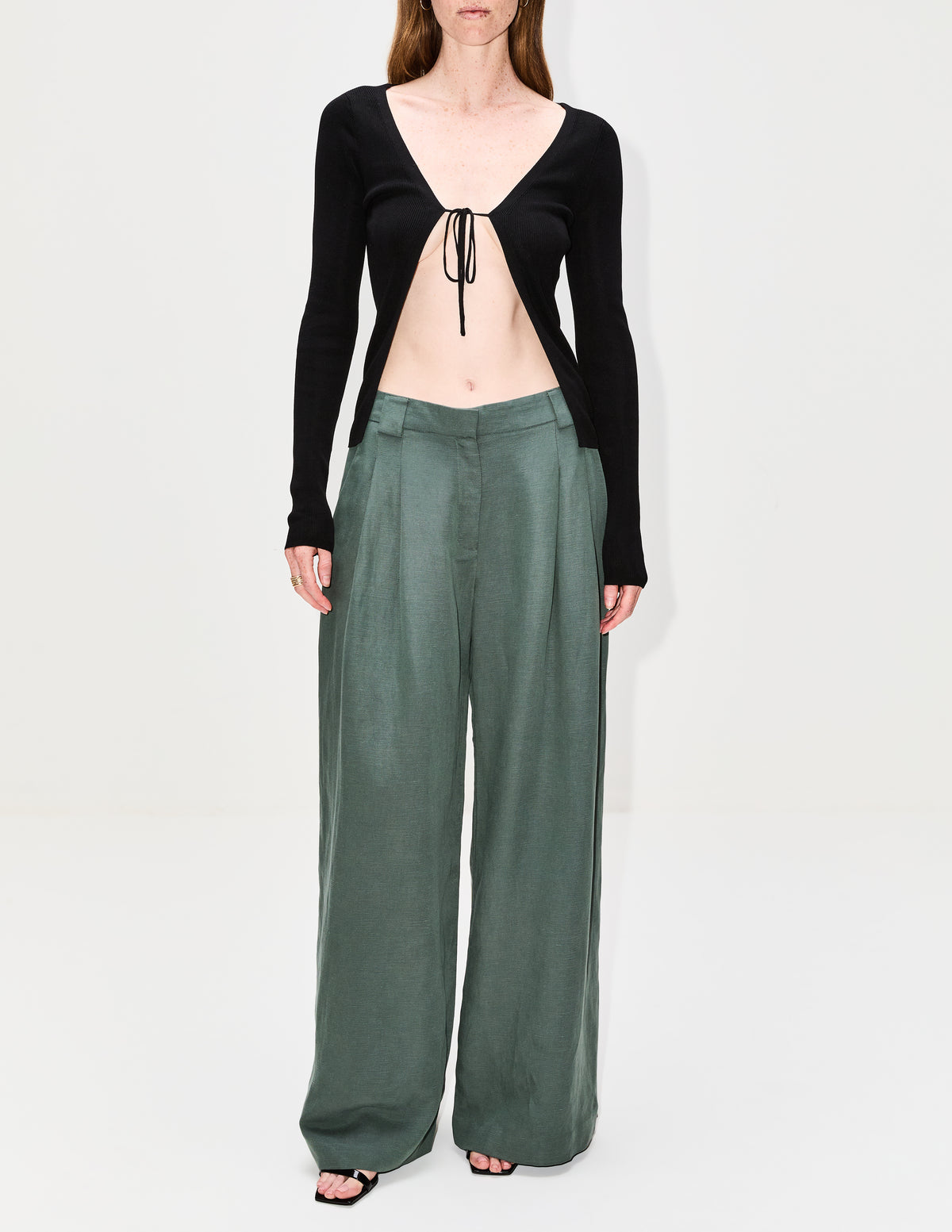 Rouleau Reversible Tie Knit Top,ST AGNI,BLACK,Image 4
