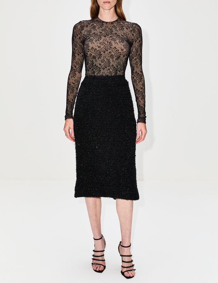 Tweed Midi Skirt,BALENCIAGA,BLACK,Image 1