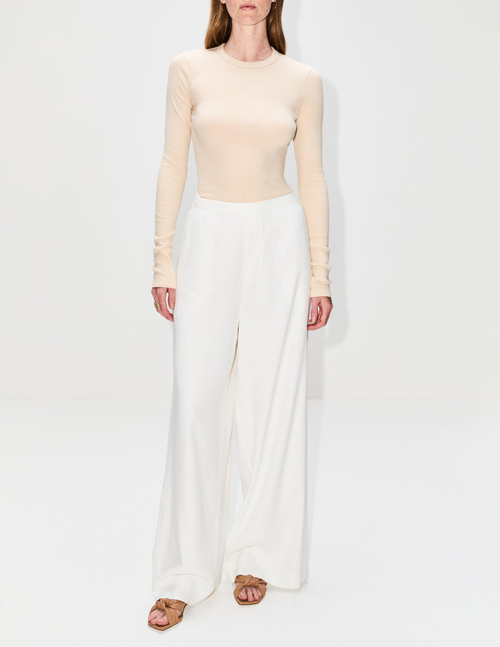 Crawford Long Sleeve Top,ELYSEWALKER LABEL,OATMEAL,Image 1