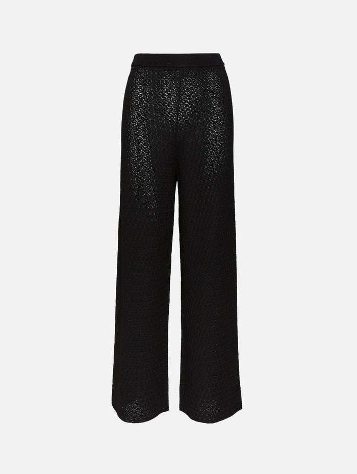 Crochet Trouser,TOTÉME,BLACK,Image 1