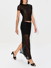 Sheer Column Skirt,ST AGNI,BLACK,Image 3