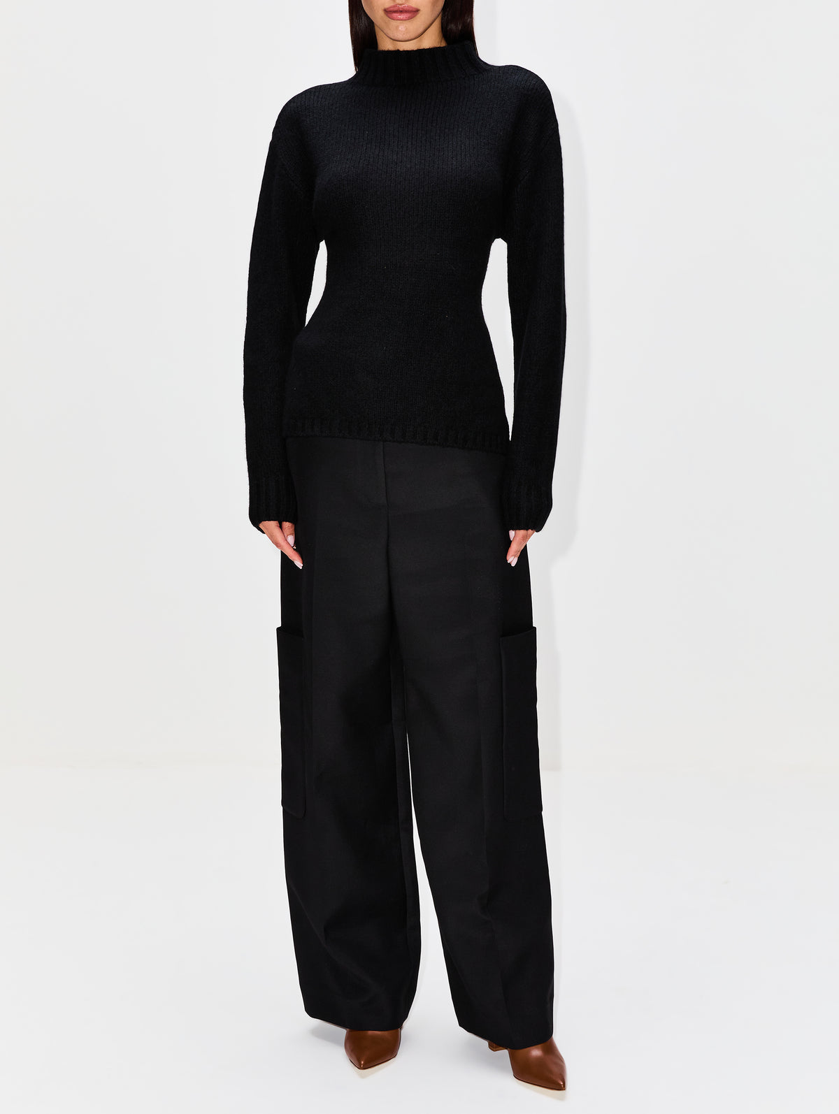 Tie Back Jumper,ST AGNI,BLACK,Image 2