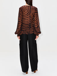 Disinto Elemento Blouse,ANDRES OTALORA,BLACK & BROWN STRIPE,Image 3