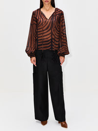 Disinto Elemento Blouse,ANDRES OTALORA,BLACK & BROWN STRIPE,Image 2