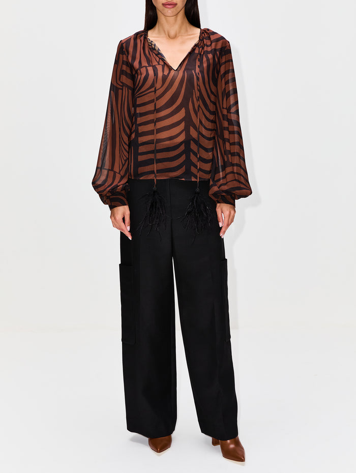 Disinto Elemento Blouse,ANDRES OTALORA,BLACK & BROWN STRIPE,Image 1