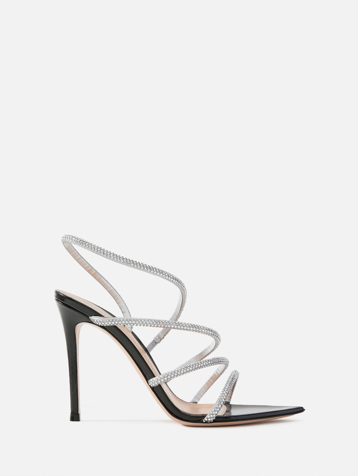 Berma Nuit Sandal,GIANVITO ROSSI,SILVER/BLACK,Image 1
