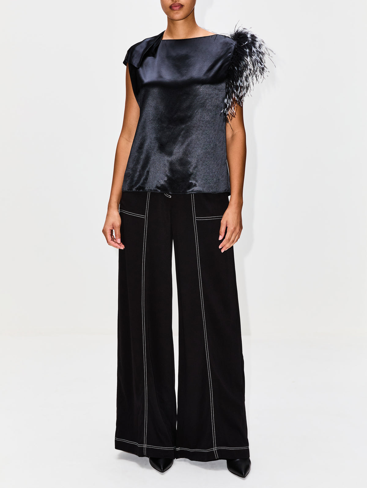 Feather Tank,FERRAGAMO,NERO,Image 2