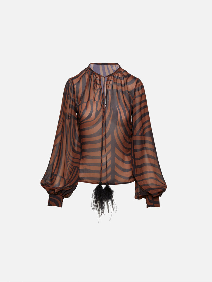 Disinto Elemento Blouse,ANDRES OTALORA,BLACK & BROWN STRIPE,Image 1