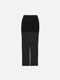 Sheer Column Skirt,ST AGNI,BLACK,Image 1