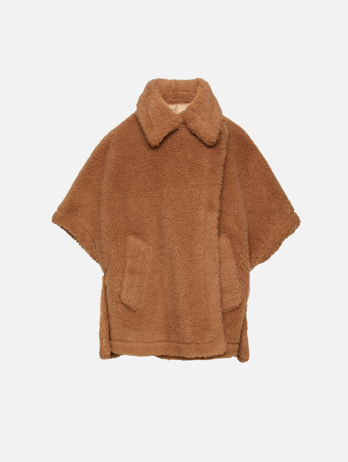 Tebe Shearling Cropped Sleeve Coat,MAX MARA,CAMEL,Image 1