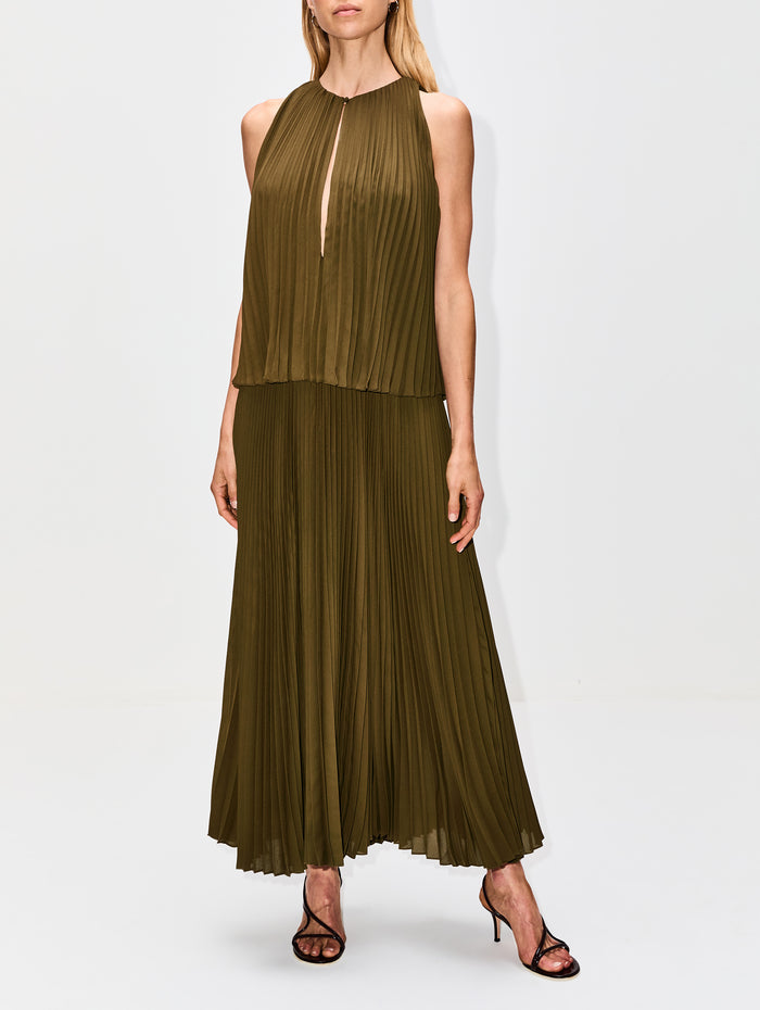 Hallett Dress,BRANDON MAXWELL,OLIVE GREEN,Image 1
