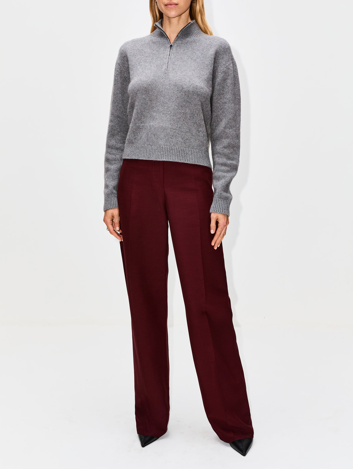 Half Zip Sweater,THE ELDER STATESMAN,CAMEL,Image 2