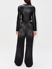 Stretch Leather Jacket,SUSAN BENDER,OAT,Image 3